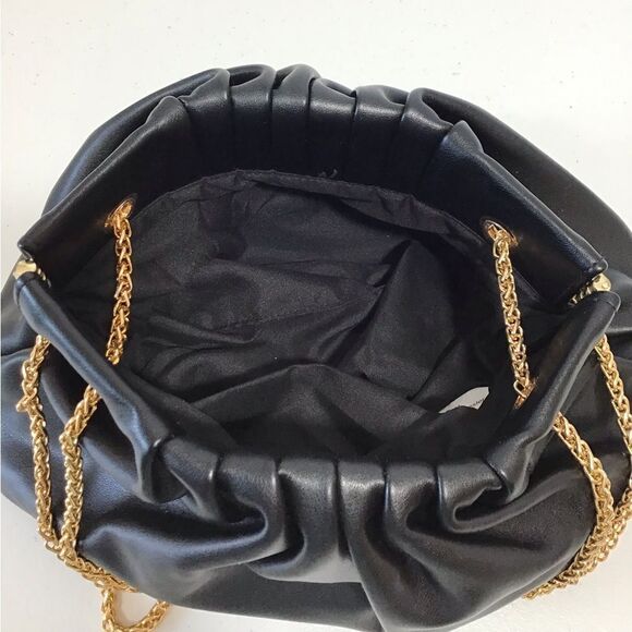 Anthropologie Black Faux Leather Convertible Handbag New - Picture 5 of 12